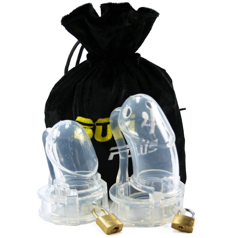 BON4plus silicone male chastity dual cage set